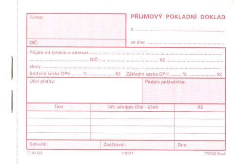 Pokladní doklad příjmový - copy, 50 x2 listy